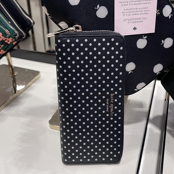 Kate Spade Spencer Metallic Dot Slim Continental Wallet in Black Multi k4546 - Picture 6 of 16
